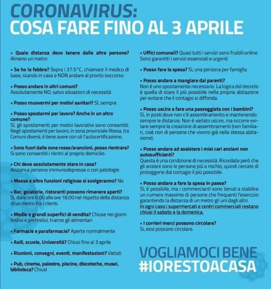 Coronavirus cosafare